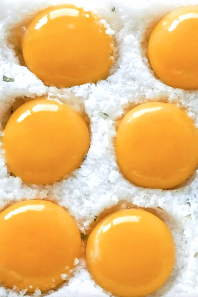 egg yolks on salt