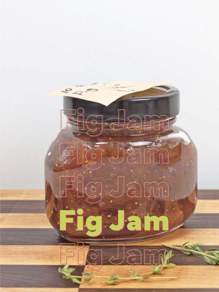 fig jam on the wood cutting board