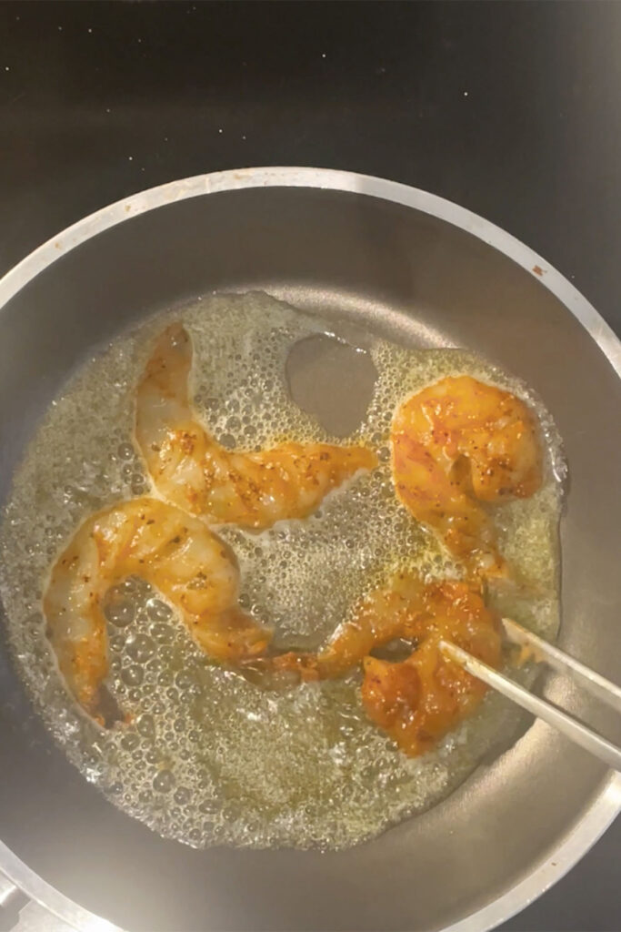 sautéing shrimp