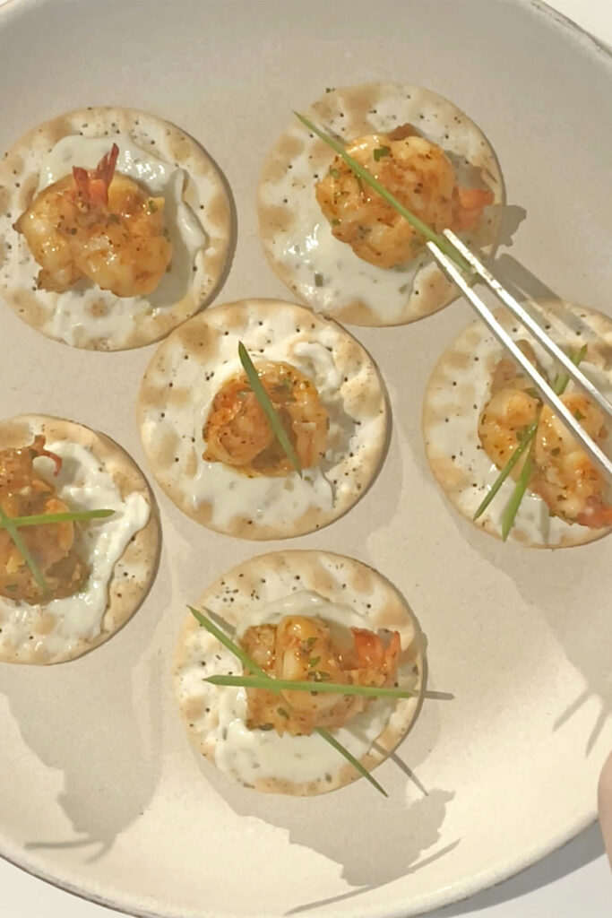 canapés topping with chive