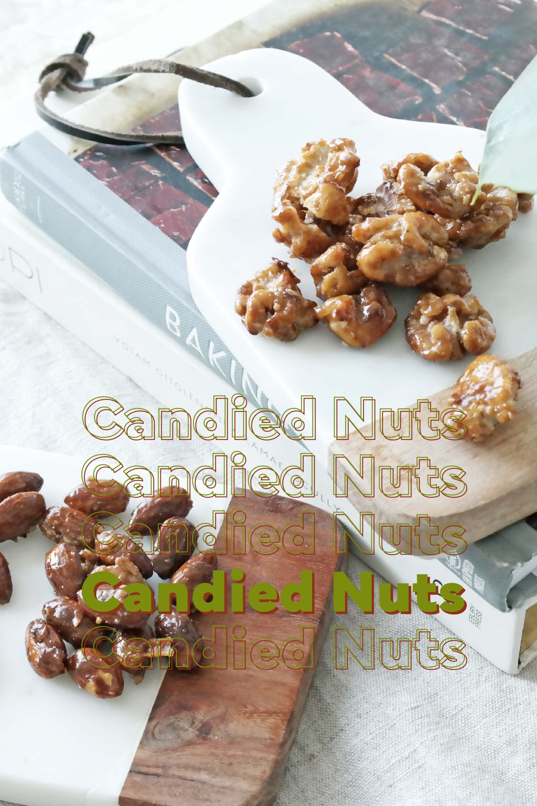 candied nuts, almond and walnuts