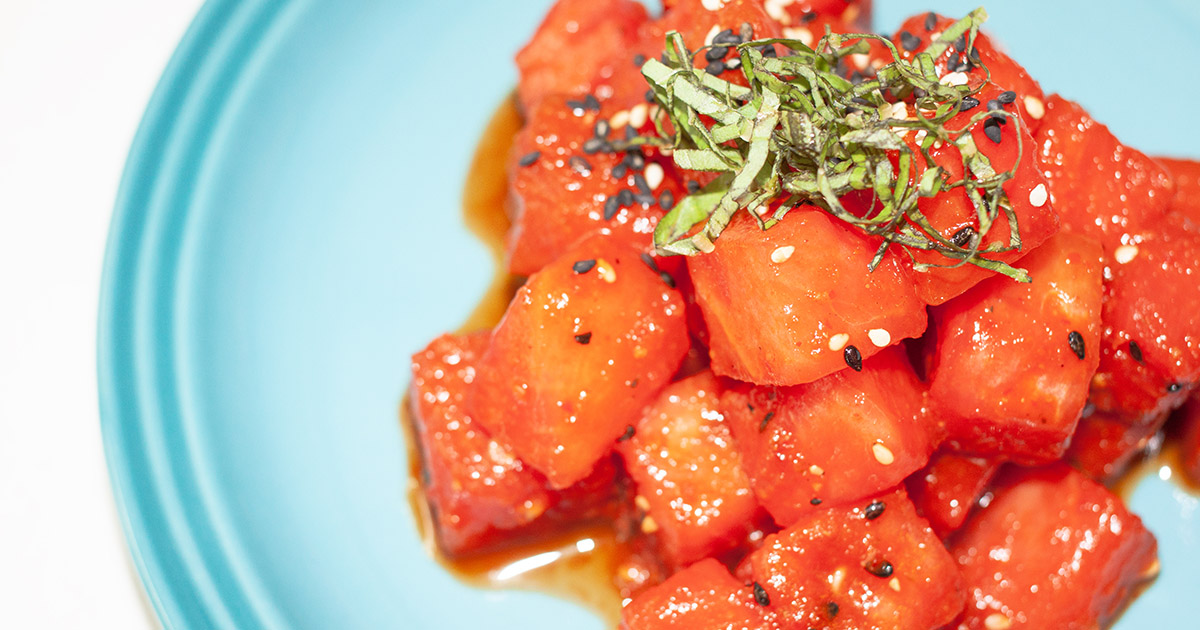 watermelon kimchi-inspired by chef roy choi